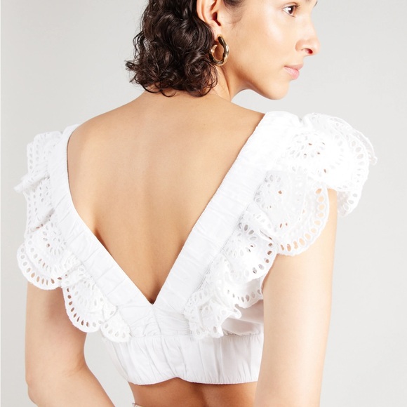 Abercrombie and Fitch White Eyelet Poplin Cropped Top Small New with Tags NWT - Picture 3 of 8